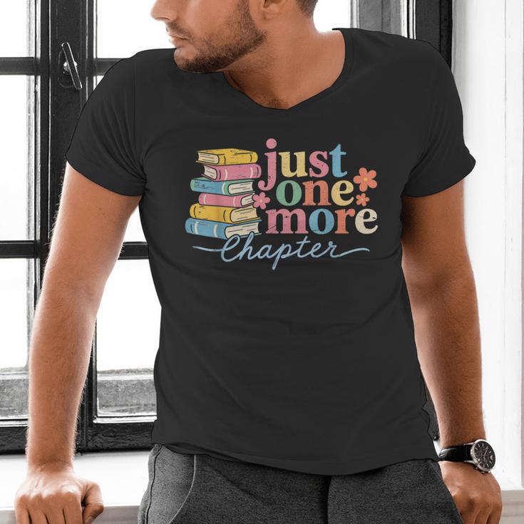 Just One More Chapter Floral Book Reading Teacher Bookworm Men's V-Neck T-Shirt