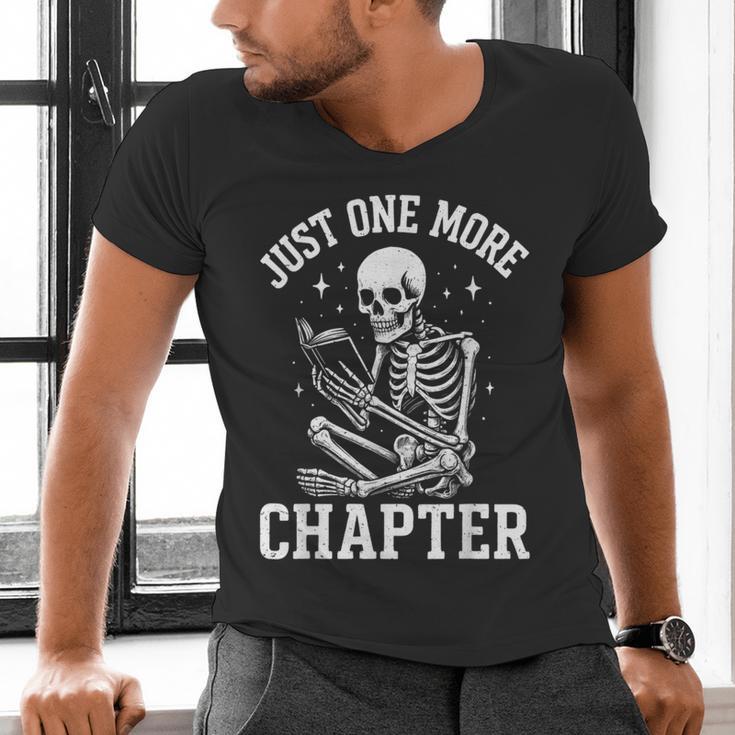Just One More Chapter Skeleton Reader Reading Book Lover Men's V-Neck T-Shirt Just One More Chapter Skeleton Reader Reading Book Lover Men's V-Neck T-Shirt