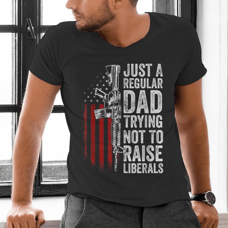 Just A Regular Dad Trying Not To Raise Liberals Father's Day Men's V-Neck T-Shirt