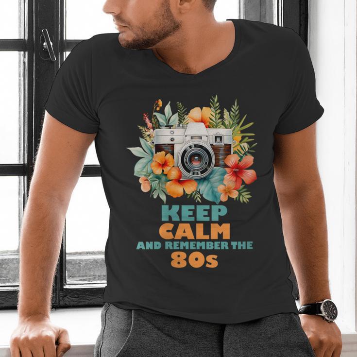 Keep Calm And Remember The 80s Retro Vintage Nostalgia Men's V-Neck T-Shirt