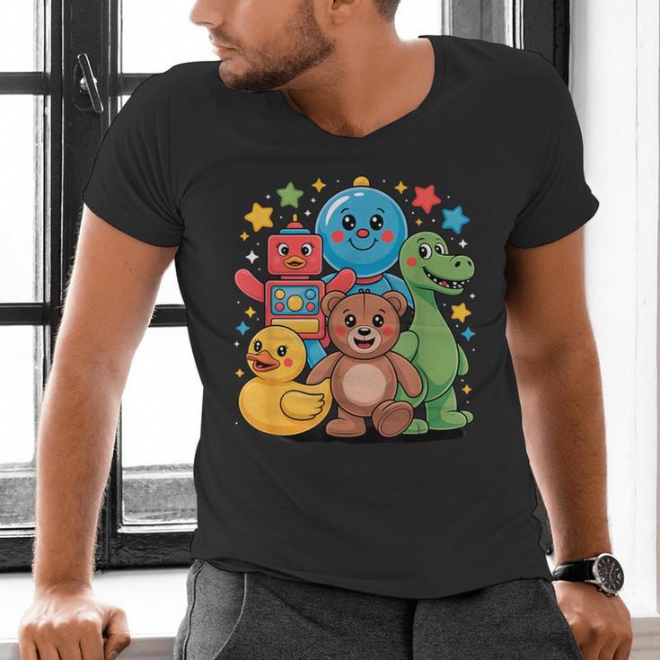 Kidcore Aesthetic Retro Vibes Colorful Cartoon Nostalgia Men's V-Neck T-Shirt