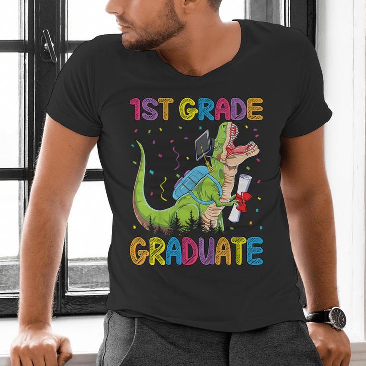 Kids 1st Grade Graduate Dinosaur Trex 1st Grade Graduation Men's V-Neck T-Shirt