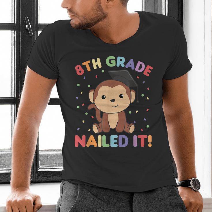 Kids 8th Grade Nailed It Monkey Graduation Men's V-Neck T-Shirt