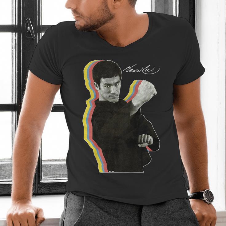 Kids Bruce Lee Photo From Fighting Method Book Kids Men's V-Neck T-Shirt Kids Bruce Lee Photo From Fighting Method Book Kids Men's V-Neck T-Shirt