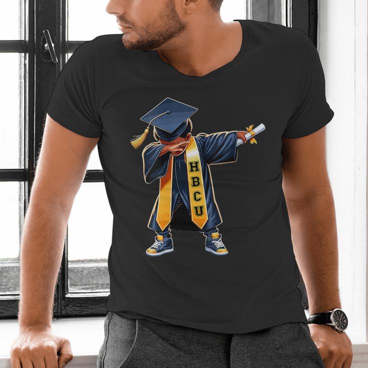 Kids HBCU Boys Grad Dabbing Graduation Men's V-Neck T-Shirt