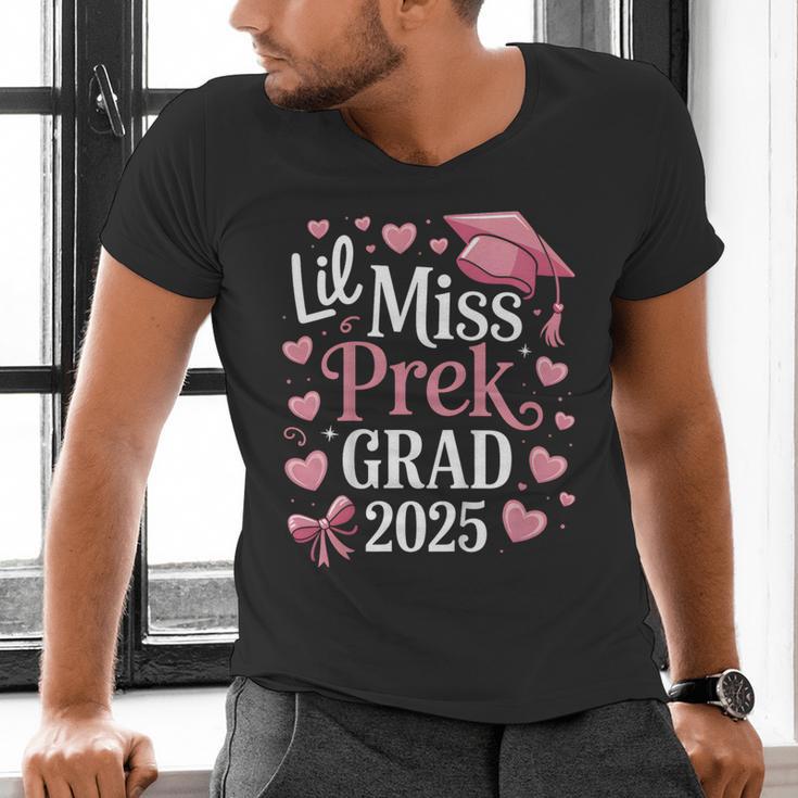 Kids Little Miss Pre-K Grad 2025 Preschool Girls Prek Graduation Men's V-Neck T-Shirt