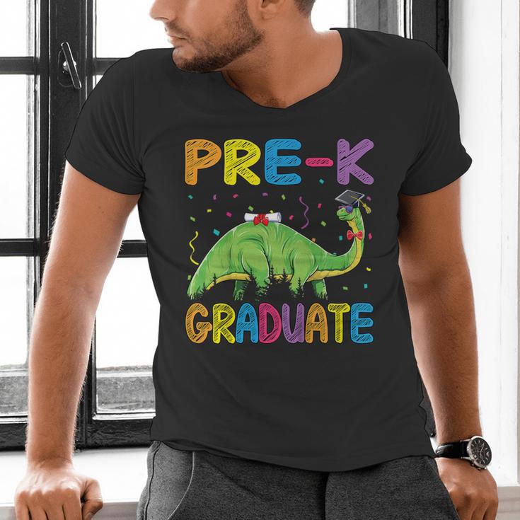 Kids Pre-K Graduate Brontosaurus Dino Pre Kindergarten Graduation Men's V-Neck T-Shirt