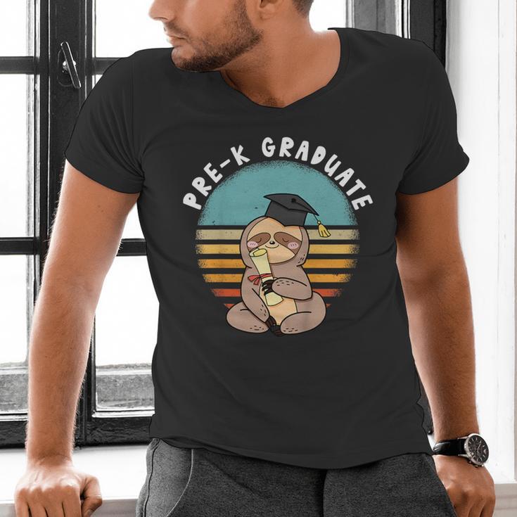 Kids Pre-K Graduate Sloth Cap And Gown Cute Preschool Graduation Men's V-Neck T-Shirt