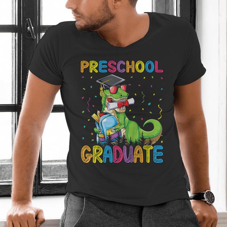 Kids Preschool Graduate T-Rex Dinosaur Preschool Graduation Men's V-Neck T-Shirt