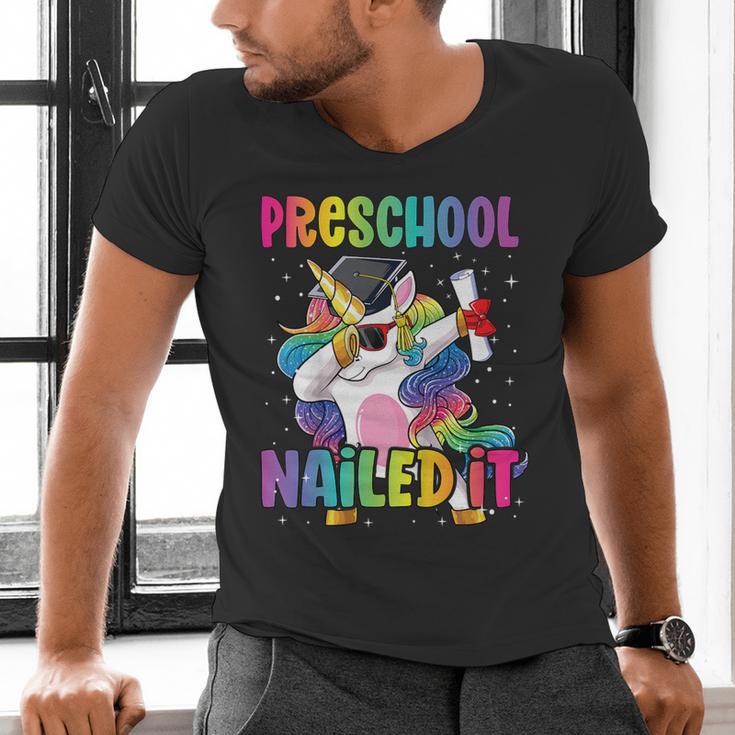 Kids Preschool Graduate Unicorn Nailed It Preschool Graduation Men's V-Neck T-Shirt