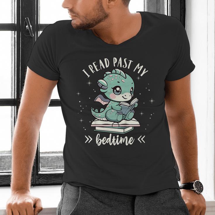 Kids I Read Past My Bedtime Cute Book Dragon Pajama Men's V-Neck T-Shirt Kids I Read Past My Bedtime Cute Book Dragon Pajama Men's V-Neck T-Shirt