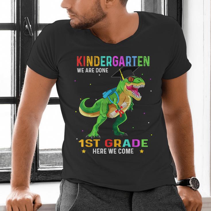 Kindergarten Graduation 1st Here We Come Class 2023 Dinosaur Men's V-Neck T-Shirt