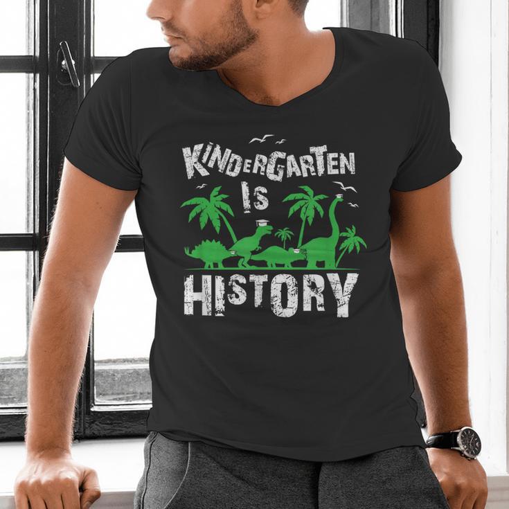 Kindergarten Is History Dinosaur Graduation Men's V-Neck T-Shirt