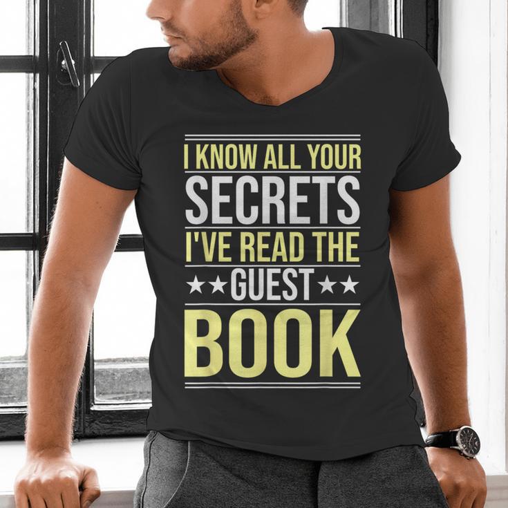 I Know All Your Secrets i Have Read Guest Book Hotel Manager Men's V-Neck T-Shirt