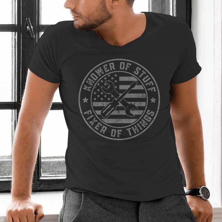 Knower Of Stuff Fixer Of Things Dad Mechanic Men's V-Neck T-Shirt Knower Of Stuff Fixer Of Things Dad Mechanic Men's V-Neck T-Shirt