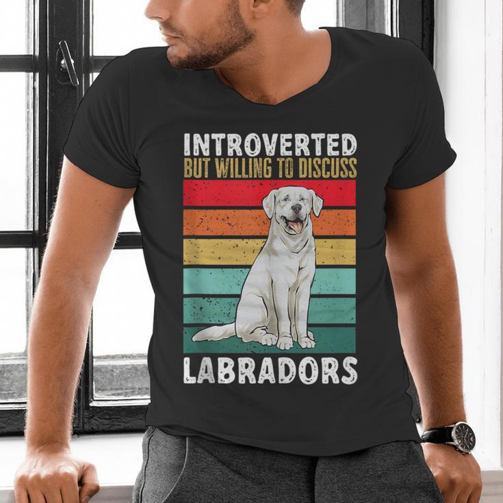 Labrador Retriever Introvert White Lab Men's V-Neck T-Shirt Labrador Retriever Introvert White Lab Men's V-Neck T-Shirt