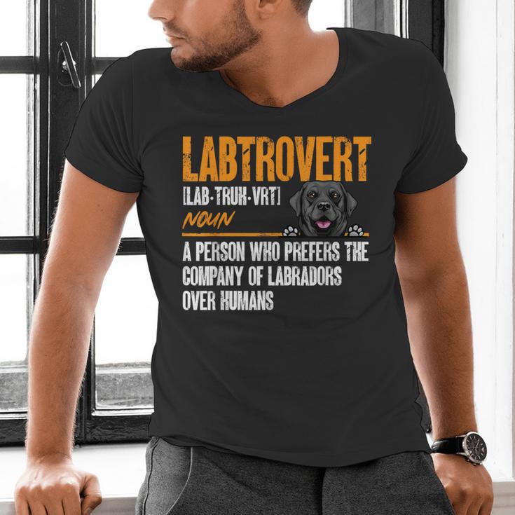 Labrador Retriever Labtrovert Definition Introvert Labrador Men's V-Neck T-Shirt