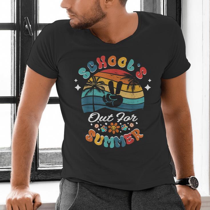 Last Day Of School Groovy Graduation School's Out For Summer Men's V-Neck T-Shirt