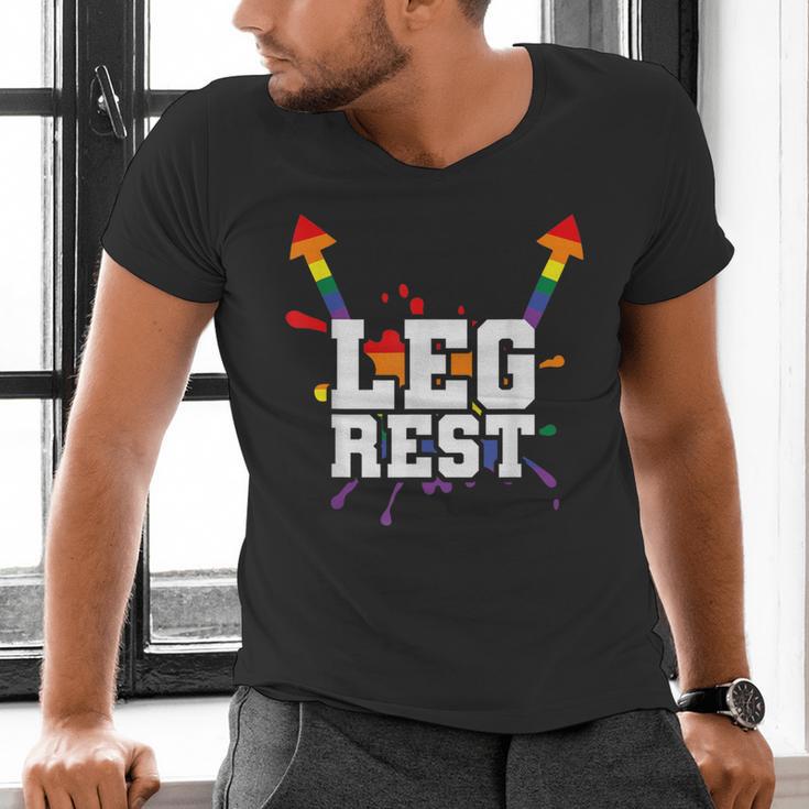 Leg Rest Naughty Dad Joke Vagitarian Lesbian Men's V-Neck T-Shirt