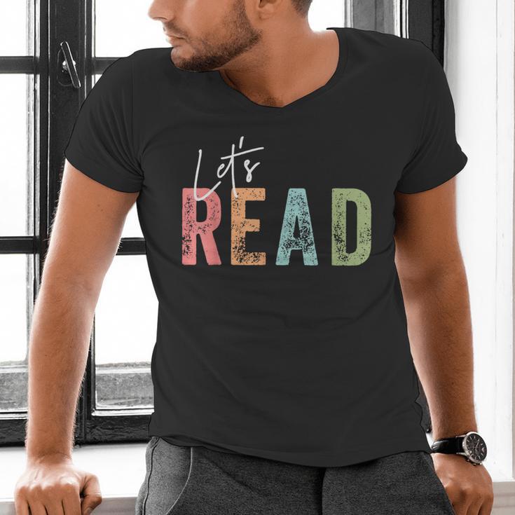 Let's Read Book Nerd Reading Book Lover Librarian Teacher Men's V-Neck T-Shirt