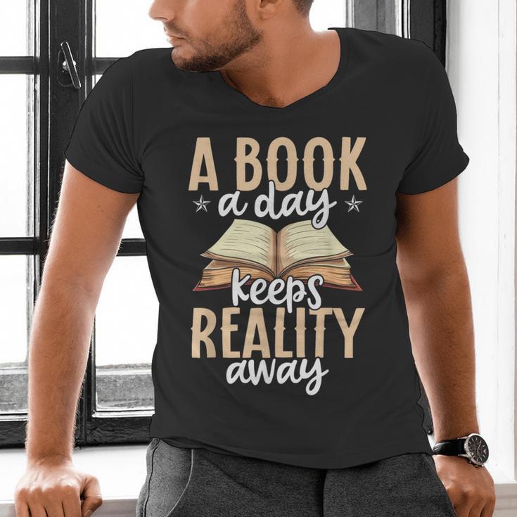 Librarian A Book A Day For Book Lover Reading Library Men's V-Neck T-Shirt