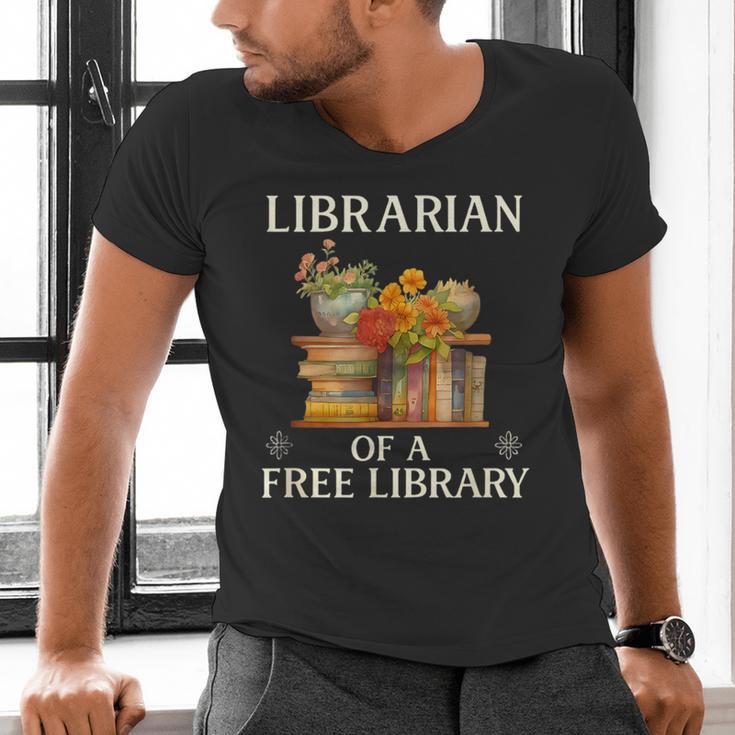 Librarian Of a Free Library Floral Book Lover Men's V-Neck T-Shirt