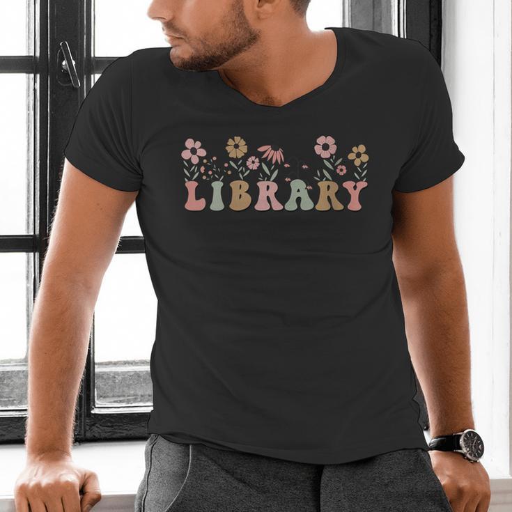 Library Book Lover School Librarian Reading Floral For Women Men's V-Neck T-Shirt