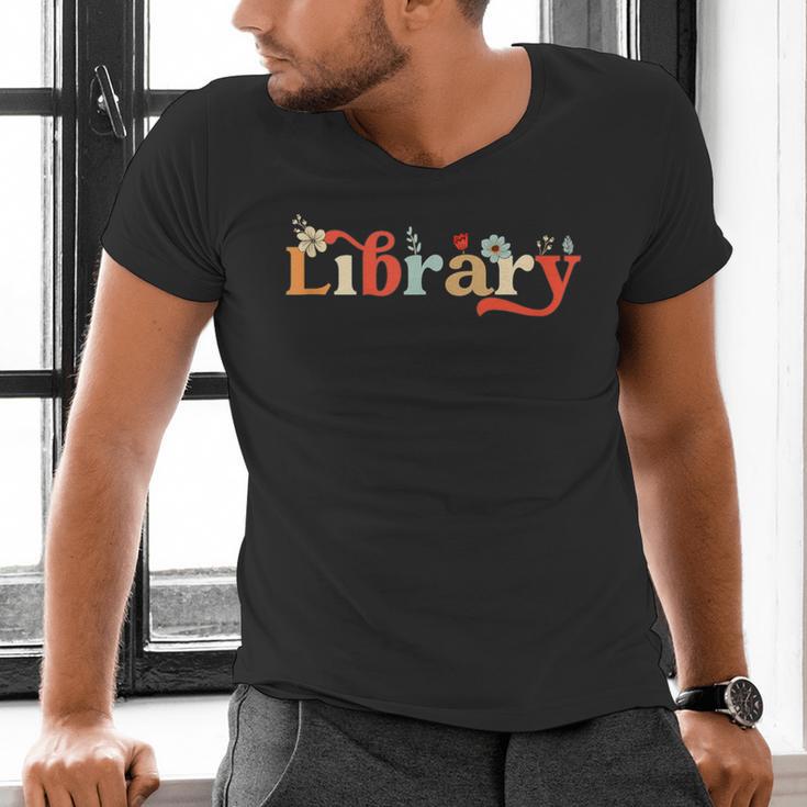 Library School Librarian Book Lover Reading Floral For Women Men's V-Neck T-Shirt Library School Librarian Book Lover Reading Floral For Women Men's V-Neck T-Shirt