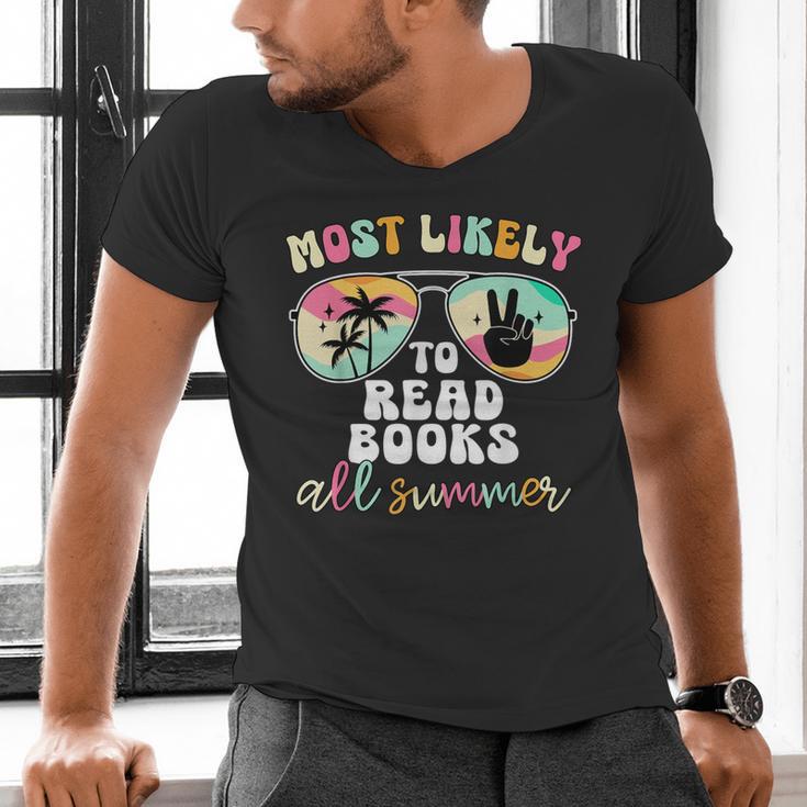 Most Likely To Read Books All Summer Teacher Student Men's V-Neck T-Shirt