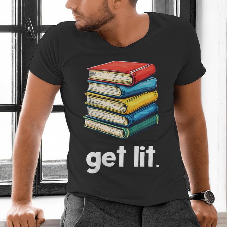 Get Lit With Books Men's V-Neck T-Shirt