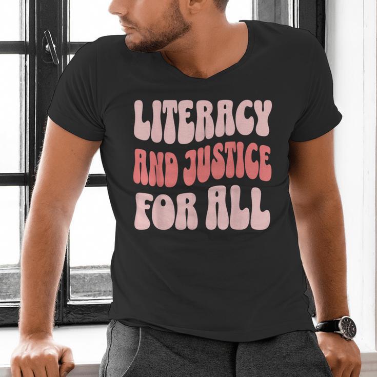 Literacy And Justice For All Book Lover Men's V-Neck T-Shirt