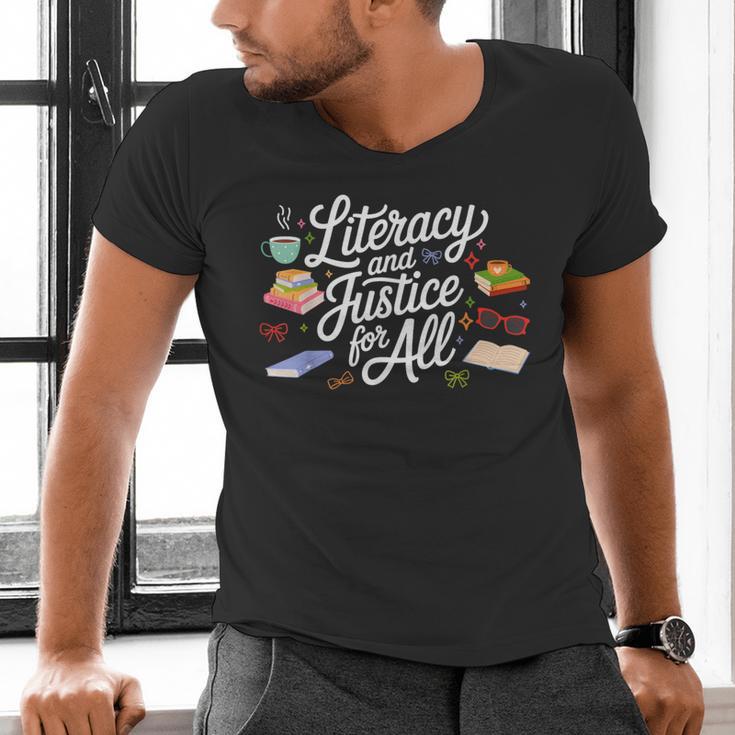 Literacy And Justice For All Protect Libraries Banned Books Men's V-Neck T-Shirt