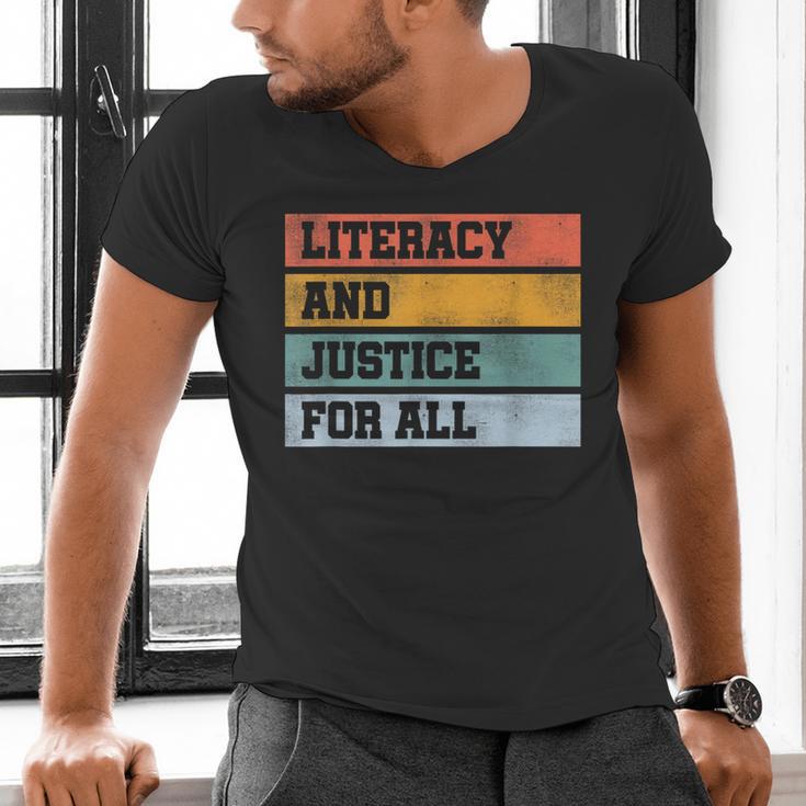 Literacy And Justice For All Stop Book Banning Banned Books Men's V-Neck T-Shirt Literacy And Justice For All Stop Book Banning Banned Books Men's V-Neck T-Shirt