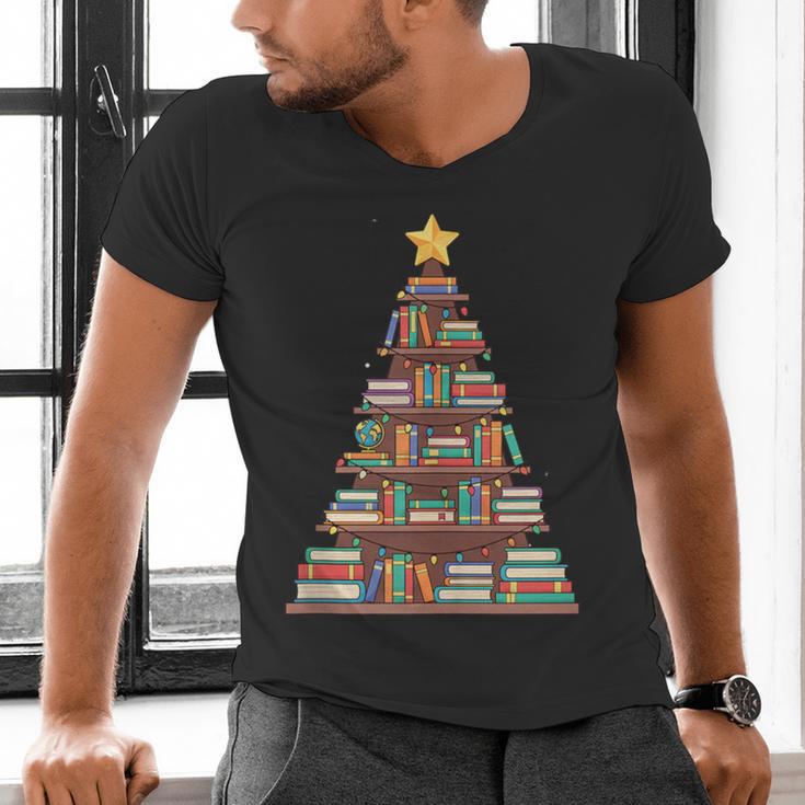 Literary Book Tree Bookish Shelf Art For Avid Readers Men's V-Neck T-Shirt