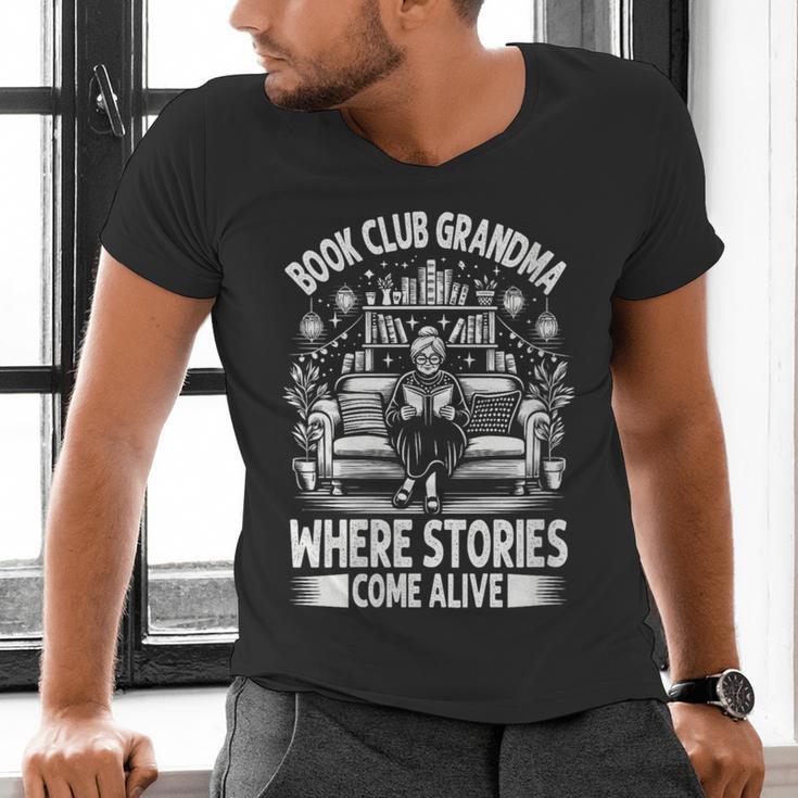 Literary Grandma Reading Club Book Lover Story Enthusiast Men's V-Neck T-Shirt Literary Grandma Reading Club Book Lover Story Enthusiast Men's V-Neck T-Shirt