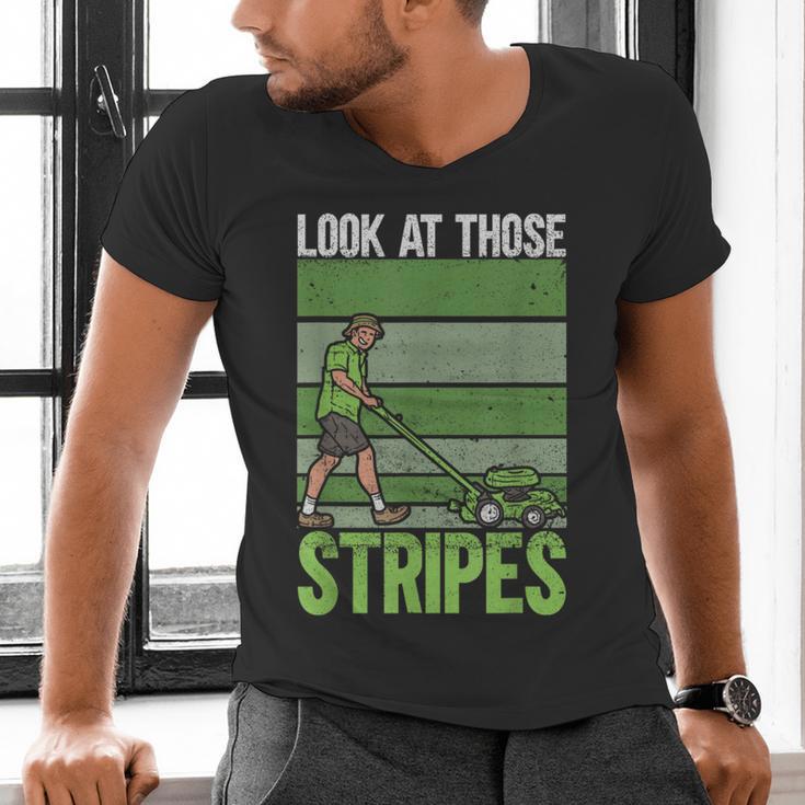 Look At Those Stripes Lawn Mowing Dad Lawn Mower Small Men's V-Neck T-Shirt