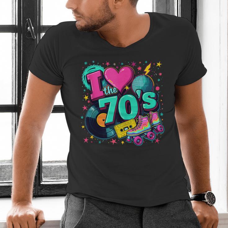 I Love The 70s Retro Cassette Roller Vinyl Disco Nostalgia Men's V-Neck T-Shirt I Love The 70s Retro Cassette Roller Vinyl Disco Nostalgia Men's V-Neck T-Shirt