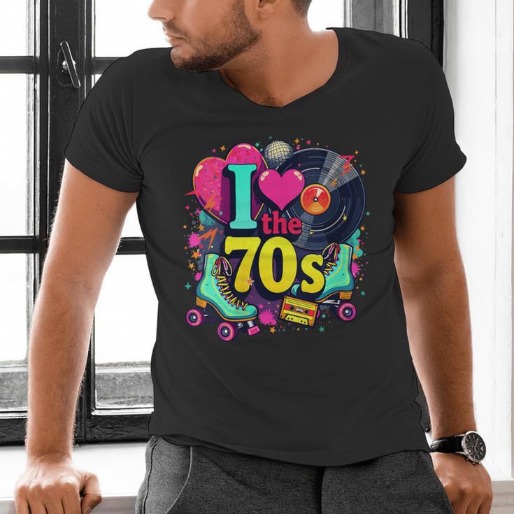 I Love The 70s Vintage Cassette Roller Vinyl Nostalgia 70s Men's V-Neck T-Shirt