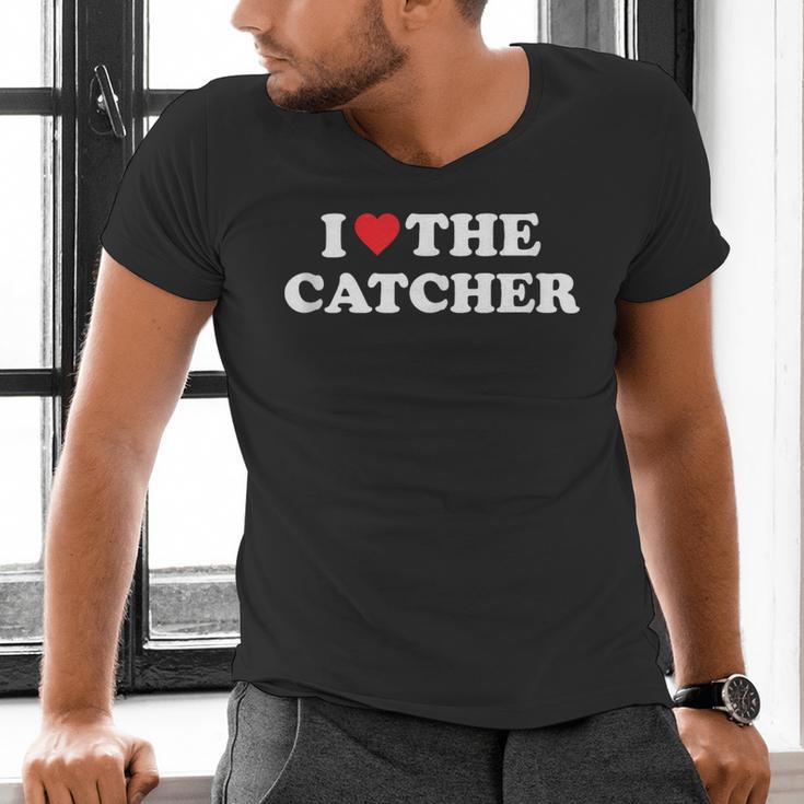 I Love The Catcher Baseball Softball Dad Mom Men's V-Neck T-Shirt