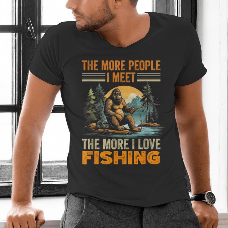 I Love Fishing Bigfoot Fisherman Introvert Sarcastic Men's V-Neck T-Shirt I Love Fishing Bigfoot Fisherman Introvert Sarcastic Men's V-Neck T-Shirt