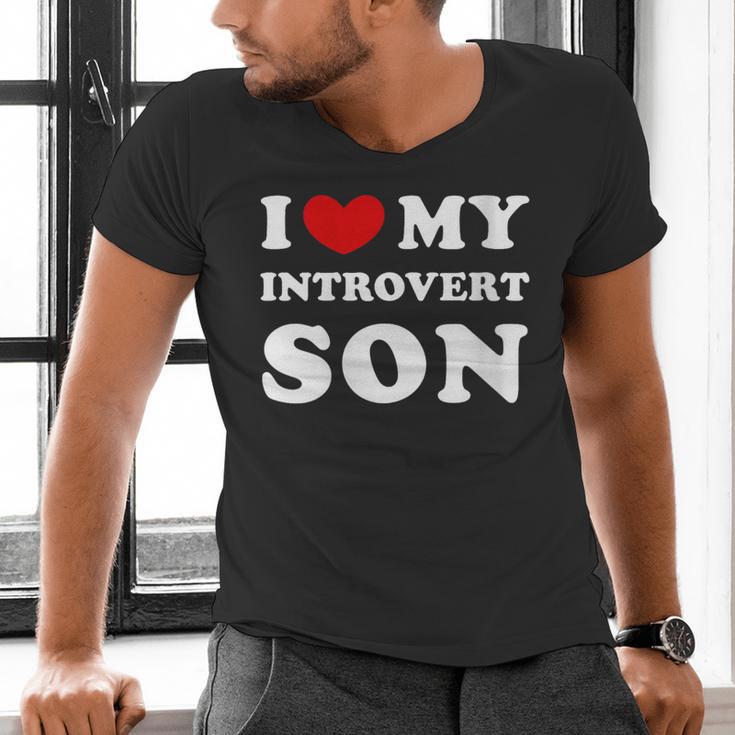 I Love My Introvert Son I Heart My Introvert Son Men's V-Neck T-Shirt