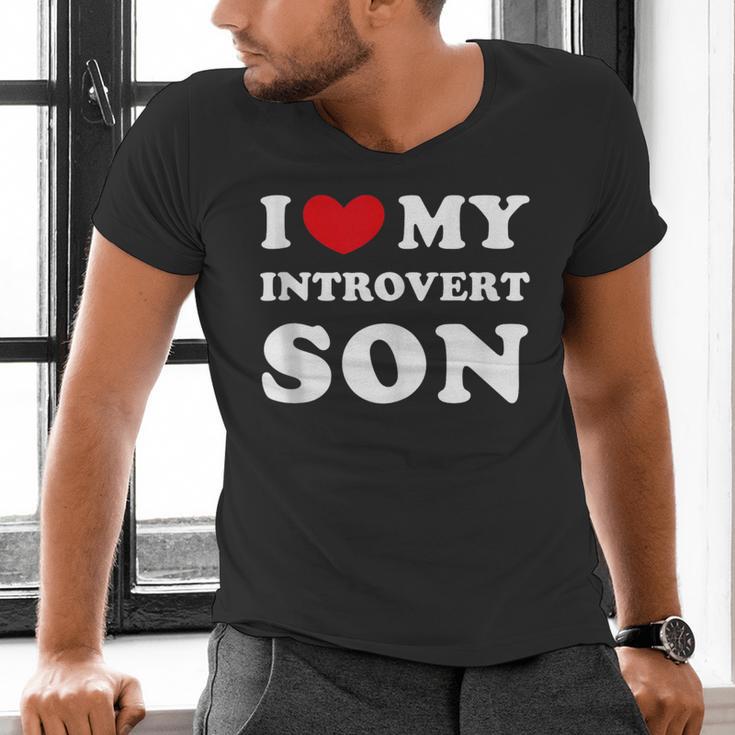 I Love My Introvert Son I Heart My Introvert Son Men's V-Neck T-Shirt
