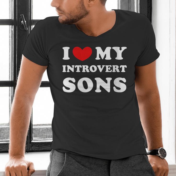 I Love My Introvert Sons I Heart My Introvert Sons Men's V-Neck T-Shirt I Love My Introvert Sons I Heart My Introvert Sons Men's V-Neck T-Shirt