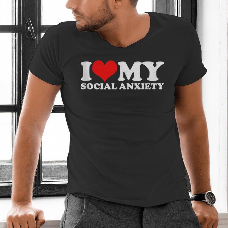 I Love My Social Anxiety Heart Humor Introvert Statement Men's V-Neck T-Shirt