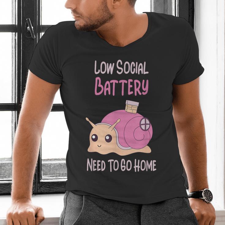 Low Social Battery Cute Snail With House Introvert Cozy Home Men's V-Neck T-Shirt Low Social Battery Cute Snail With House Introvert Cozy Home Men's V-Neck T-Shirt