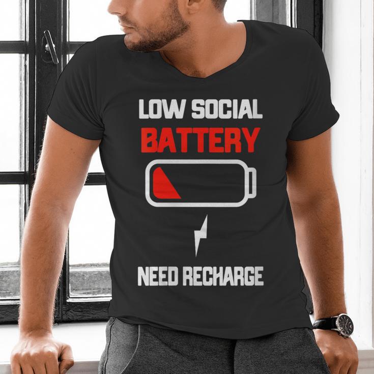 Low Social Battery Need Recharge Introvert Self-Care Men's V-Neck T-Shirt Low Social Battery Need Recharge Introvert Self-Care Men's V-Neck T-Shirt