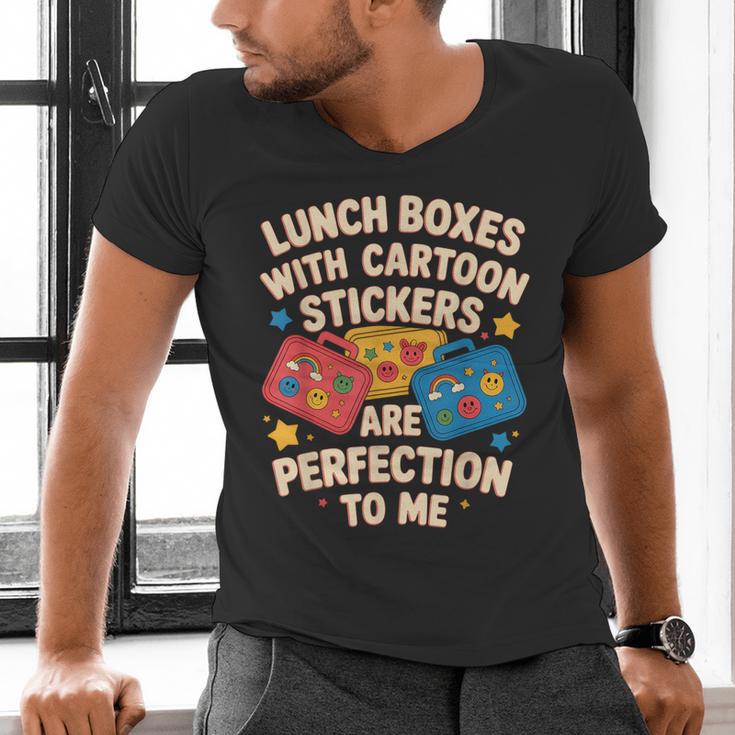 Lunch Boxes With Stickers Lunch Box Nostalgia Retro Men's V-Neck T-Shirt