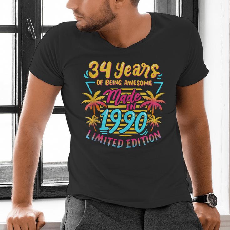 Made In 1990 Limited Edition 90s Nostalgia 34th Birthday Men's V-Neck T-Shirt