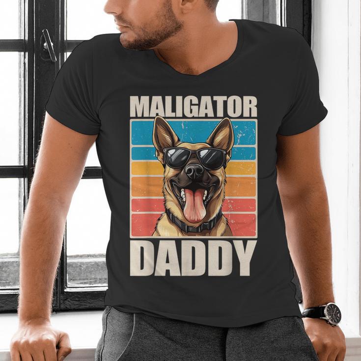 Malinois Dad Maligator Daddy Belgian Malinois Men's V-Neck T-Shirt Malinois Dad Maligator Daddy Belgian Malinois Men's V-Neck T-Shirt