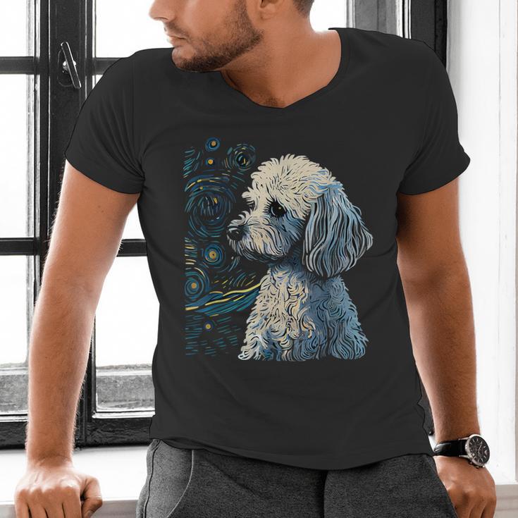 Maltipoo Starry Night Van Gogh Maltipoo Mom Dad Owner Men's V-Neck T-Shirt